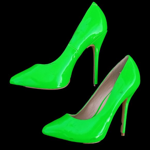 PLEASER Women's Neon Green size 5 Heels 5" Stiletto Pumps Shoes AMUSE-20 Patent - Picture 4 of 6